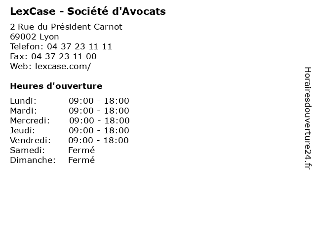 LexCase - Société d'Avocats à Lyon: adresse et heures d'ouverture