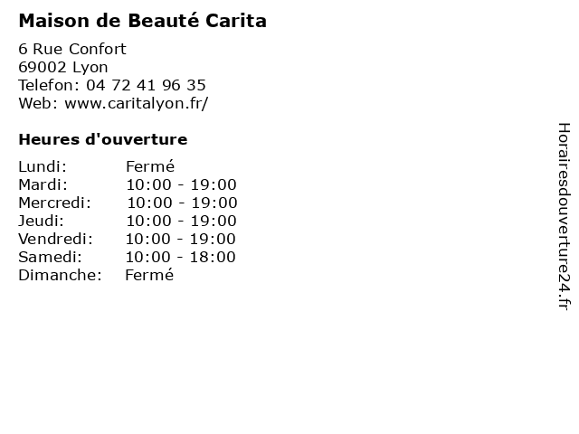 Maison de Beauté Carita à Lyon: adresse et heures d'ouverture
