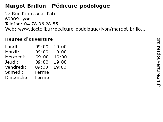 Margot Brillon - Pédicure-podologue à Lyon: adresse et heures d'ouverture