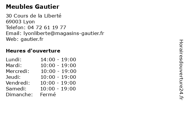 Meubles Gautier à Lyon: adresse et heures d'ouverture