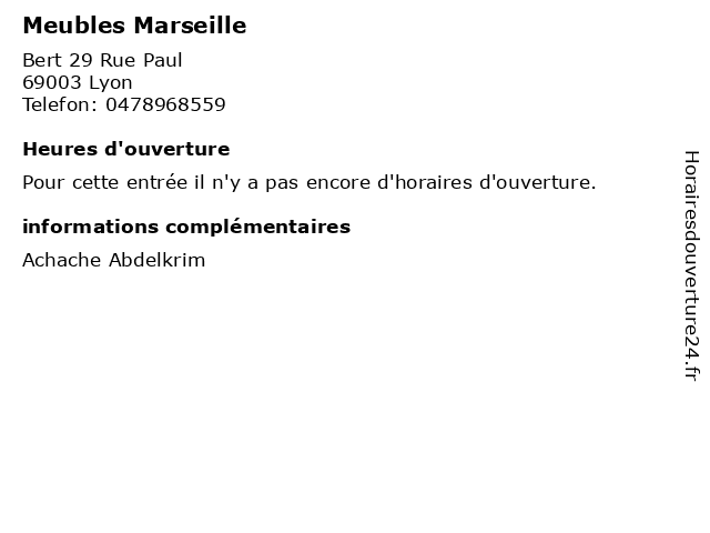 Meubles Marseille à Lyon: adresse et heures d'ouverture