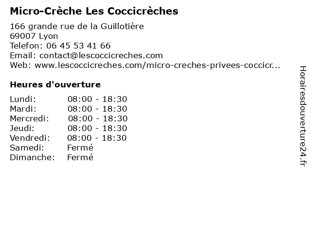 Micro-Crèche Les Coccicrèches à Lyon: adresse et heures d'ouverture