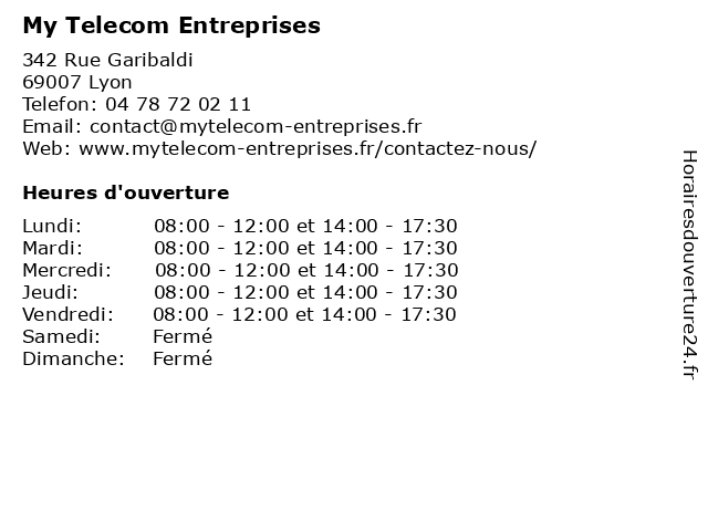 My Telecom Entreprises à Lyon: adresse et heures d'ouverture
