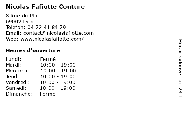 Nicolas Fafiotte Couture à Lyon: adresse et heures d'ouverture