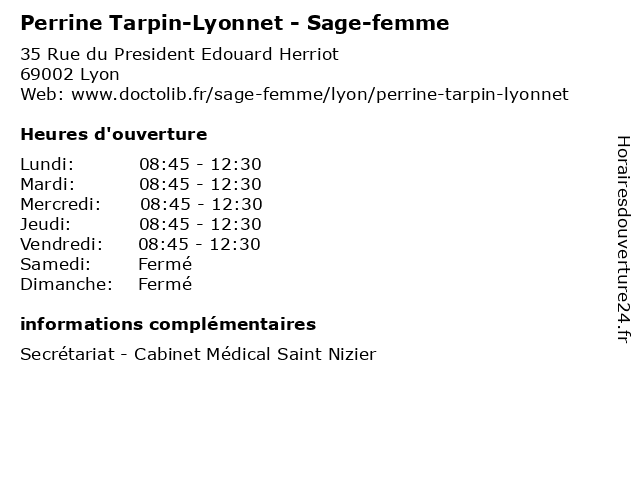 Perrine Tarpin-Lyonnet - Sage-femme à Lyon: adresse et heures d'ouverture