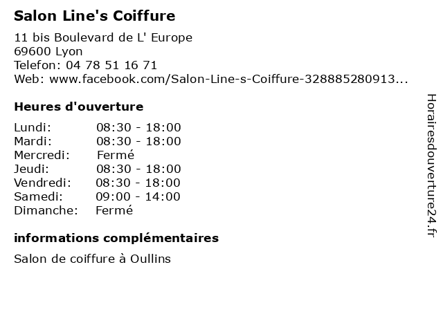 Salon Line's Coiffure à Lyon: adresse et heures d'ouverture