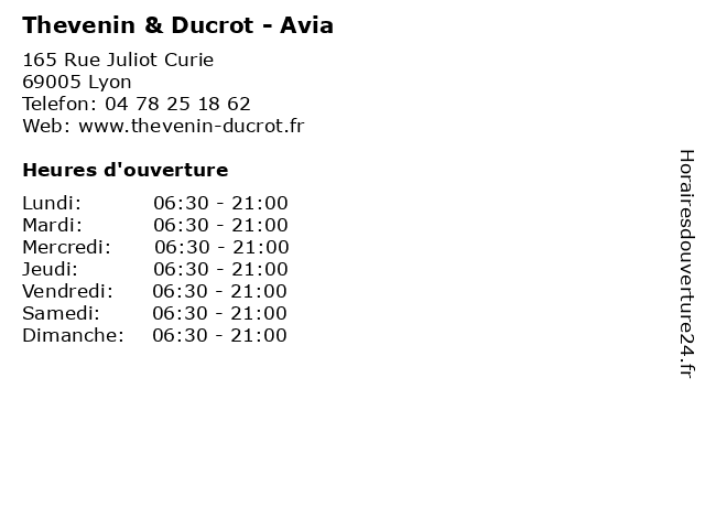 Thevenin & Ducrot - Avia à Lyon: adresse et heures d'ouverture