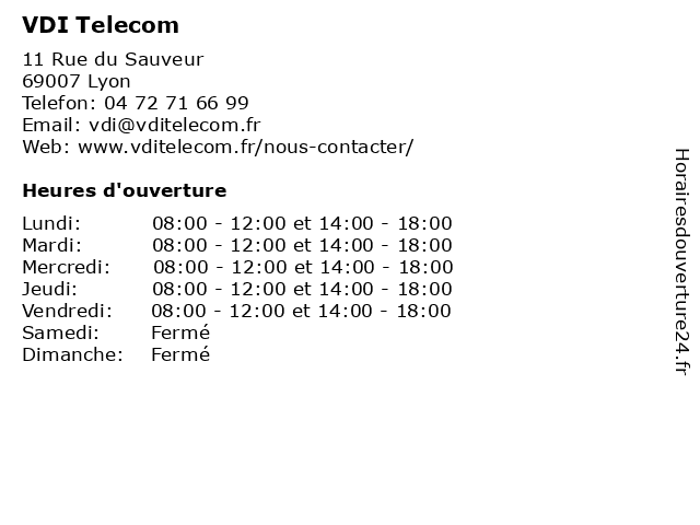 VDI Telecom à Lyon: adresse et heures d'ouverture