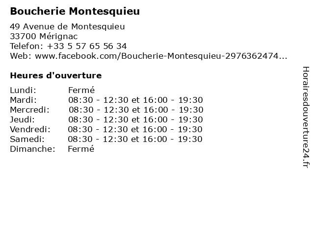 Boucherie Montesquieu à Mérignac: adresse et heures d'ouverture