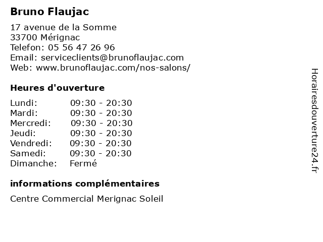 Bruno Flaujac à Mérignac: adresse et heures d'ouverture