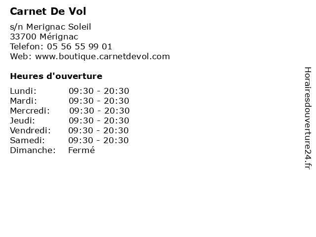 Carnet De Vol à Mérignac: adresse et heures d'ouverture