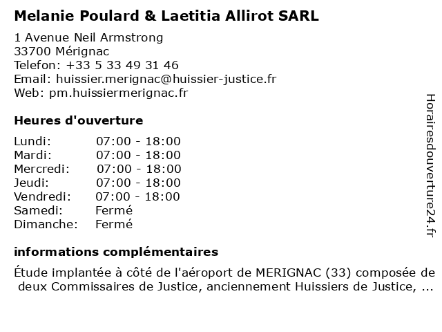 Melanie Poulard & Laetitia Allirot SARL à Mérignac: adresse et heures d'ouverture