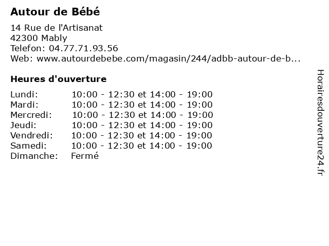ᐅ Horaires D Ouverture Autour De Bebe 14 Rue De L Artisanat A Mably ᐅ Horaires D Ouverture Autour De Bebe 14 Rue De L Artisanat A Mably