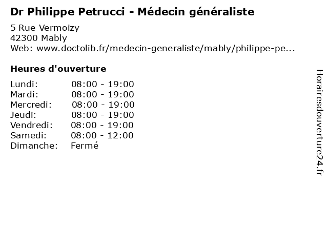 Dr Philippe Petrucci - Médecin généraliste à Mably: adresse et heures d'ouverture