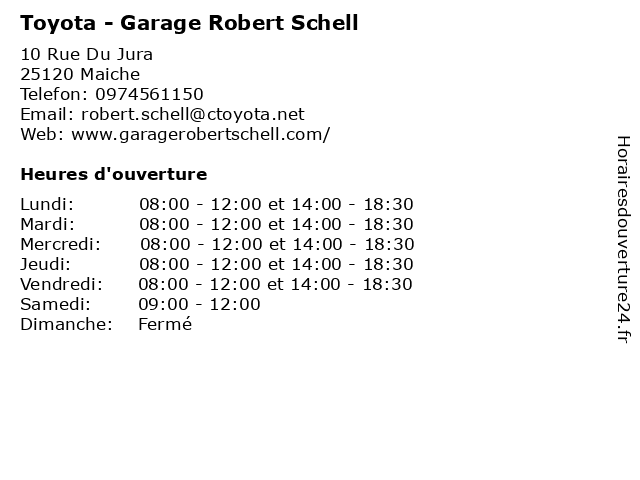 Toyota - Garage Robert Schell à Maiche: adresse et heures d'ouverture