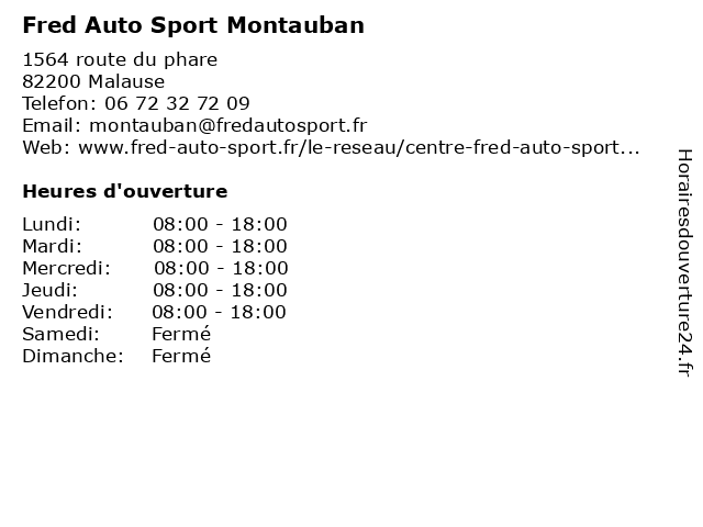 Fred Auto Sport Montauban à Malause: adresse et heures d'ouverture