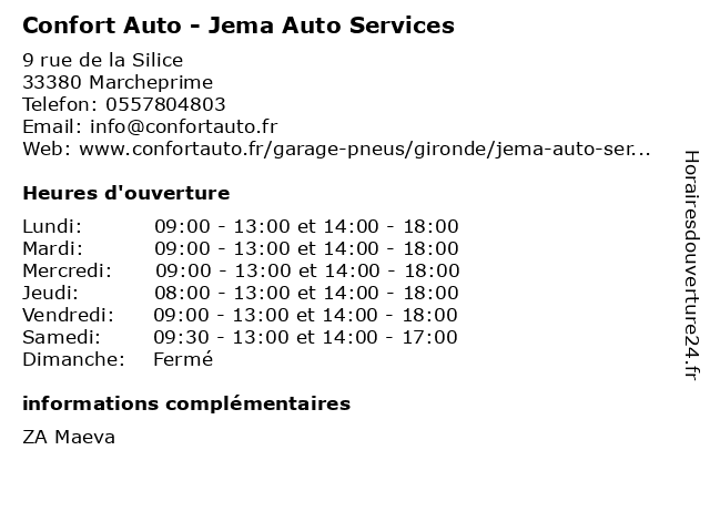Confort Auto - Jema Auto Services à Marcheprime: adresse et heures d'ouverture