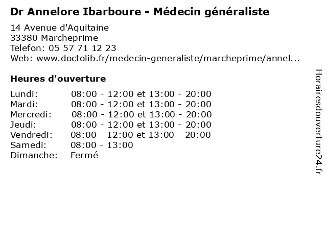 Dr Annelore Ibarboure - Médecin généraliste à Marcheprime: adresse et heures d'ouverture