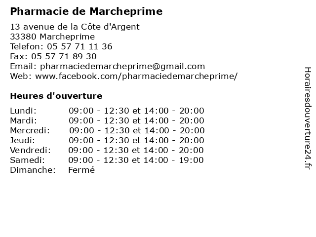 Pharmacie de Marcheprime à Marcheprime: adresse et heures d'ouverture