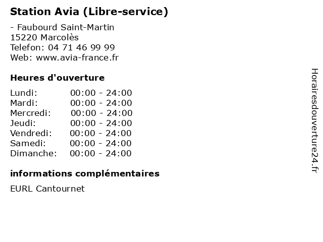 Station Avia (Libre-service) à Marcolès: adresse et heures d'ouverture
