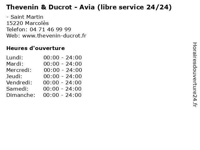 Thevenin & Ducrot - Avia (libre service 24/24) à Marcolès: adresse et heures d'ouverture