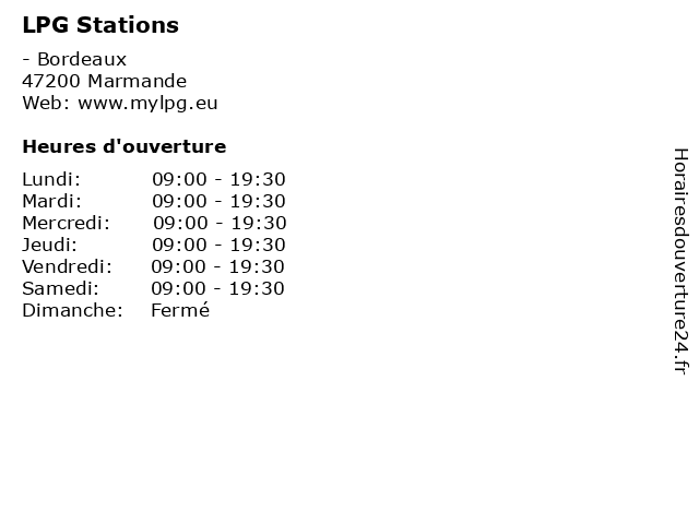LPG Stations à Marmande: adresse et heures d'ouverture