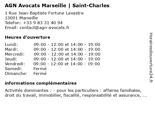 AGN Avocats Marseille | Saint-Charles à Marseille: adresse et heures d'ouverture