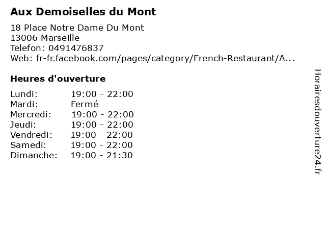 Aux Demoiselles du Mont à Marseille: adresse et heures d'ouverture