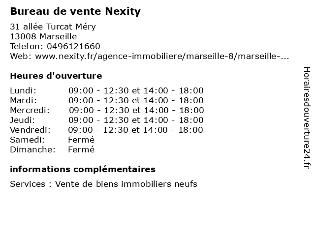 Bureau de vente Nexity à Marseille: adresse et heures d'ouverture