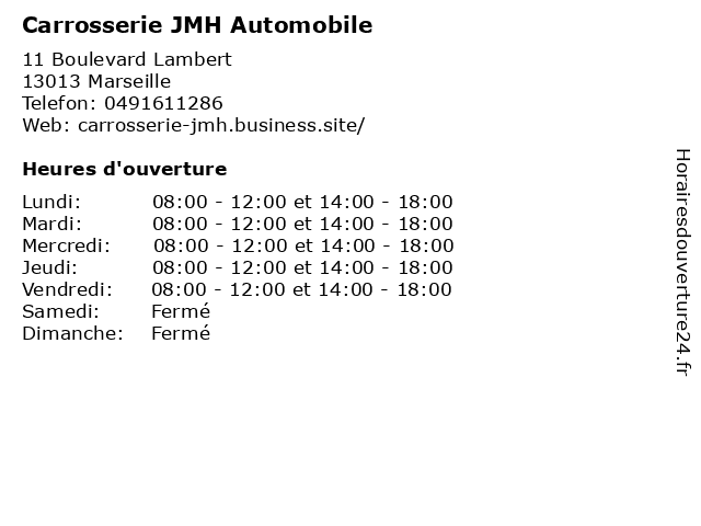 Carrosserie JMH Automobile à Marseille: adresse et heures d'ouverture