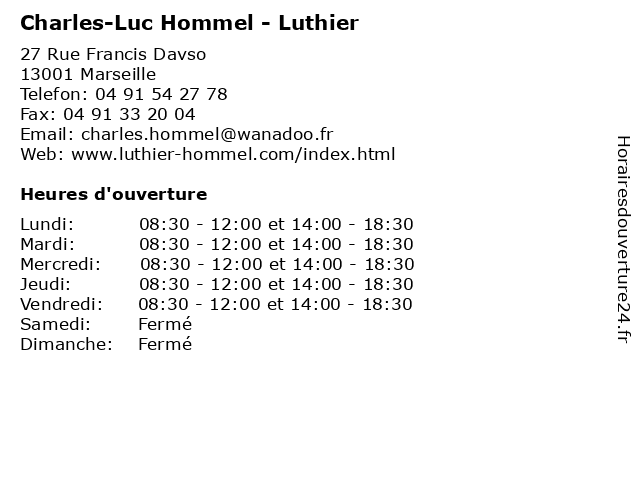 Charles-Luc Hommel - Luthier à Marseille: adresse et heures d'ouverture