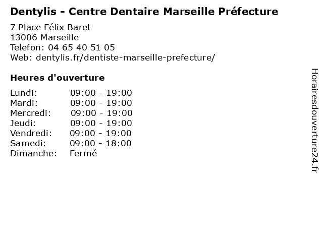 Dentylis - Centre Dentaire Marseille Préfecture à Marseille: adresse et heures d'ouverture