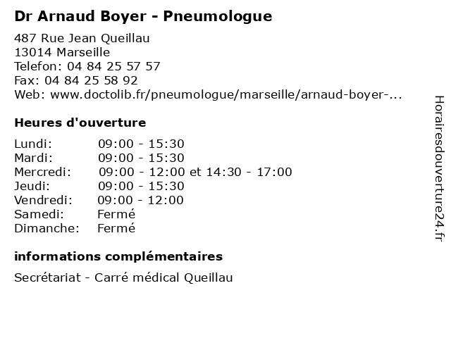 Arnaud Boyer Marseille - Pneumologue (adresse)