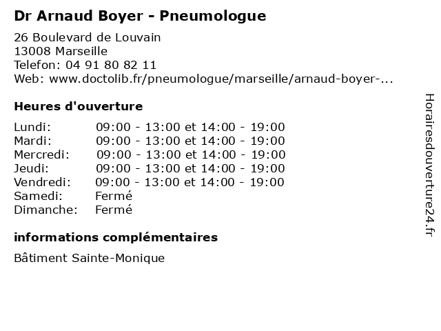 Arnaud Boyer Marseille - Pneumologue (adresse)