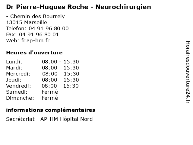Dr Pierre-Hugues Roche - Neurochirurgien à Marseille: adresse et heures d'ouverture