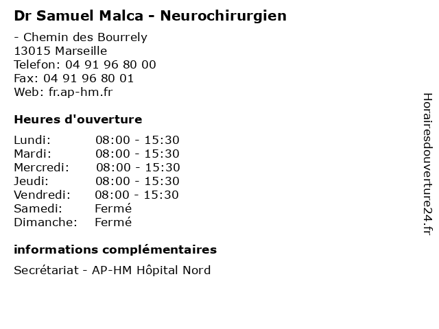 Dr Samuel Malca - Neurochirurgien à Marseille: adresse et heures d'ouverture