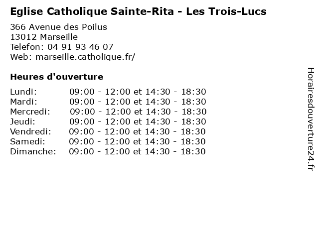 Eglise Catholique Sainte-Rita - Les Trois-Lucs à Marseille: adresse et heures d'ouverture