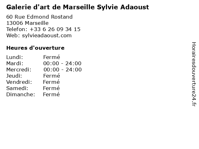 Galerie d'art de Marseille Sylvie Adaoust à Marseille: adresse et heures d'ouverture
