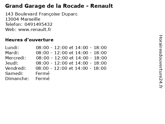 Grand Garage de la Rocade - Renault à Marseille: adresse et heures d'ouverture
