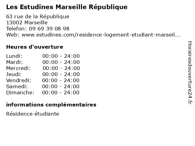 Les Estudines Marseille République à Marseille: adresse et heures d'ouverture