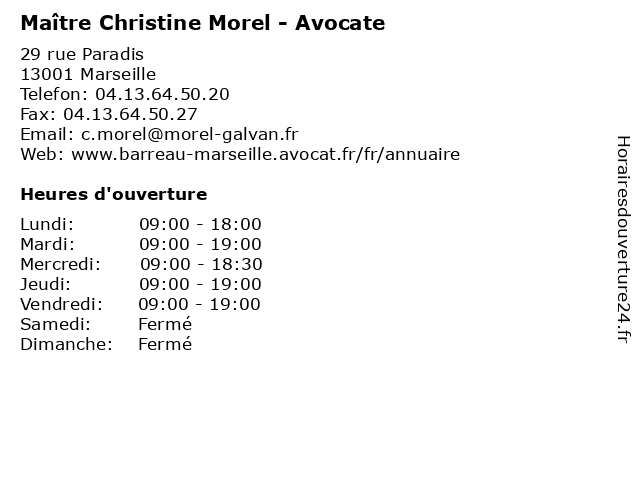 Maître Christine Morel - Avocate à Marseille: adresse et heures d'ouverture