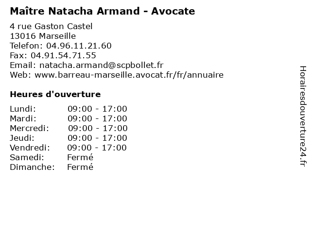 Maître Natacha Armand - Avocate à Marseille: adresse et heures d'ouverture
