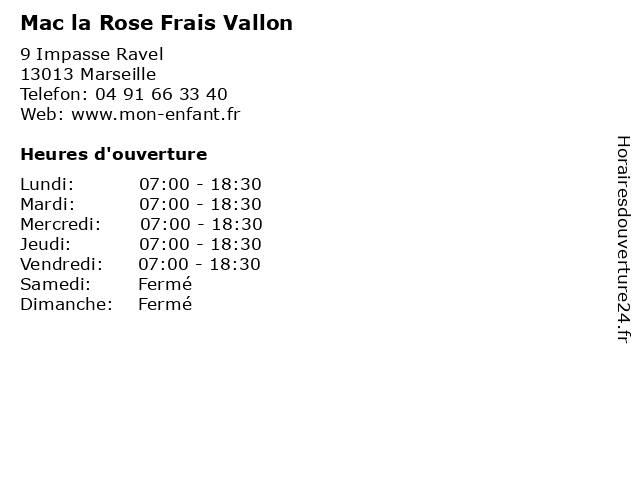 Mac la Rose Frais Vallon à Marseille: adresse et heures d'ouverture