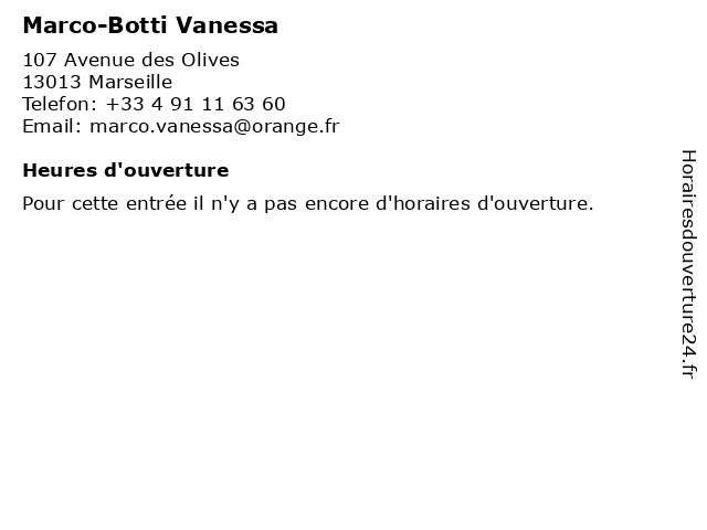 Marco-Botti Vanessa à Marseille: adresse et heures d'ouverture