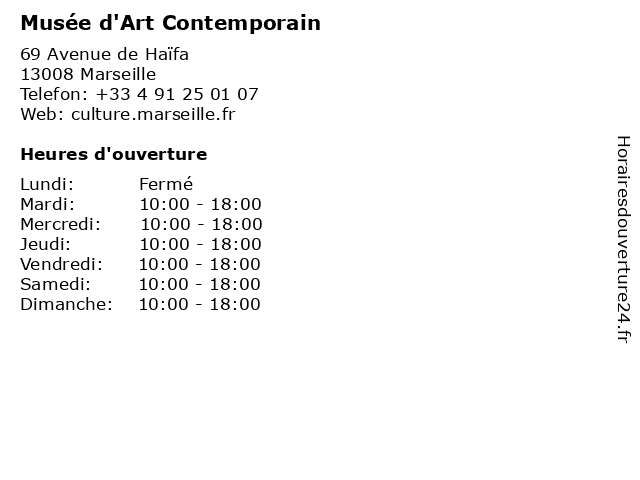 Musée d'Art Contemporain à Marseille: adresse et heures d'ouverture