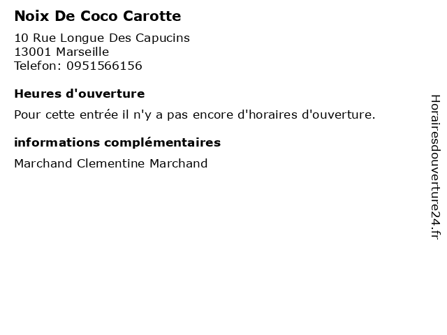 Noix De Coco Carotte à Marseille: adresse et heures d'ouverture