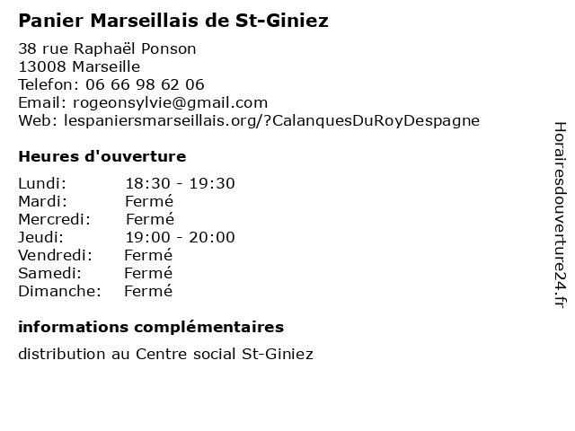 Panier Marseillais de St-Giniez à Marseille: adresse et heures d'ouverture