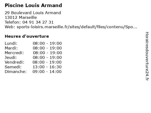 Piscine Louis Armand à Marseille: adresse et heures d'ouverture