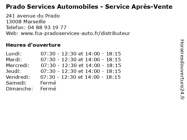 Prado Services Automobiles - Service Après-Vente à Marseille: adresse et heures d'ouverture