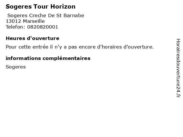 Sogeres Tour Horizon à Marseille: adresse et heures d'ouverture